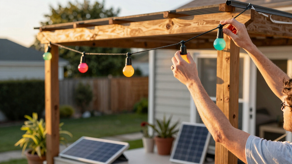 solar-powered outdoor string lights