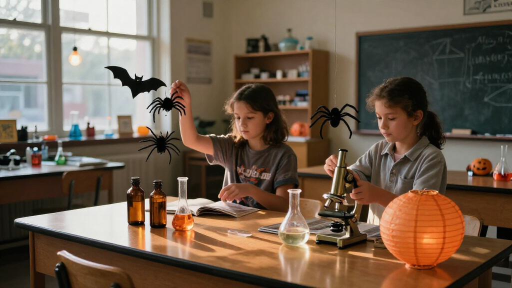 vintage Halloween science decorations