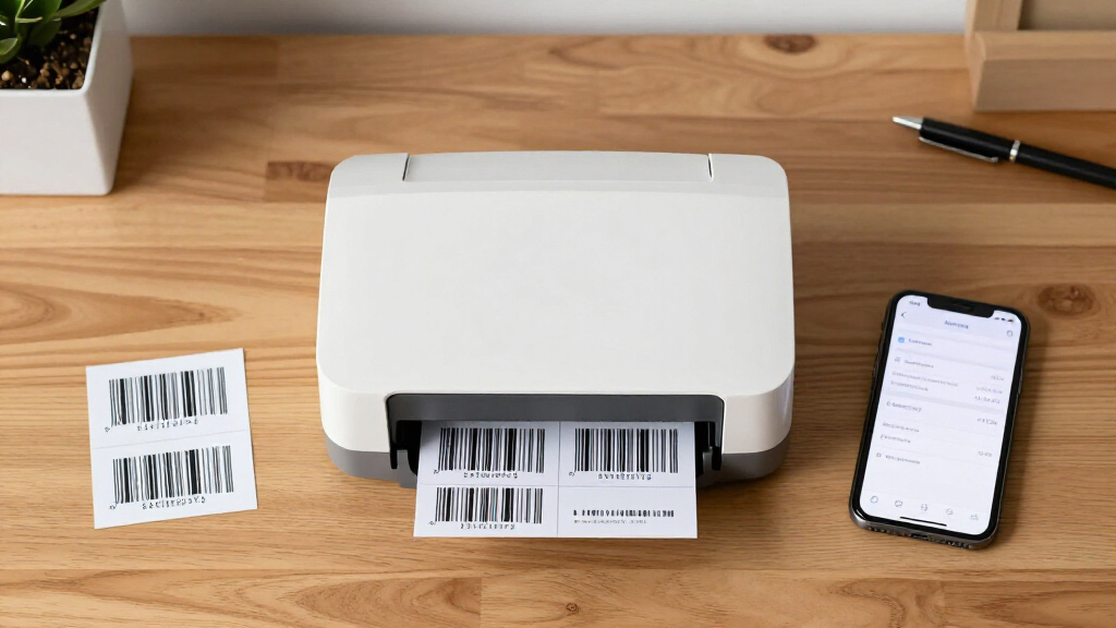 Desktop barcode printer for stockroom