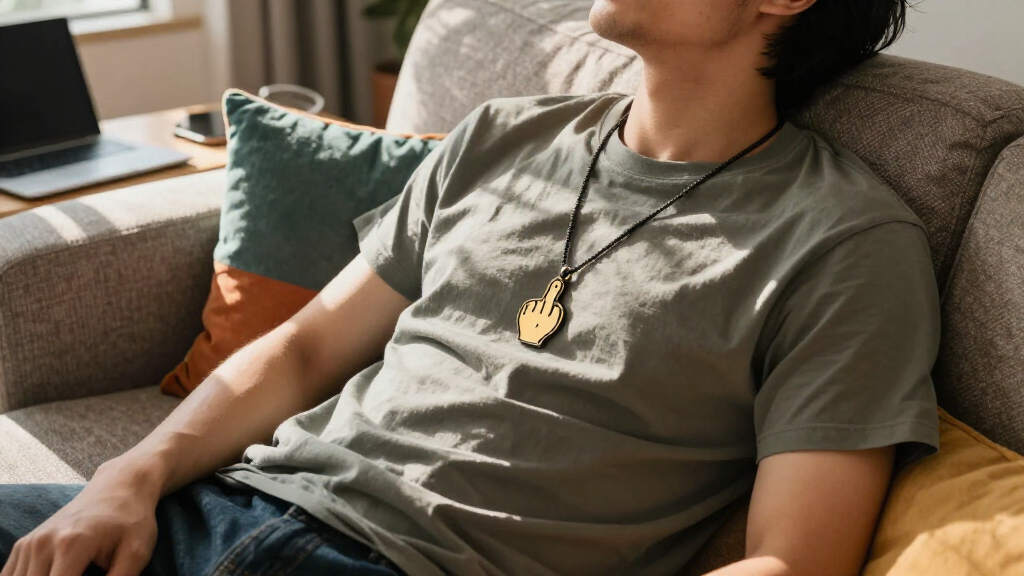 funny middle finger stickman necklace