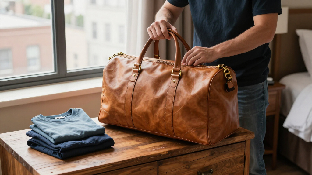 premium leather duffle bags for weekend trips