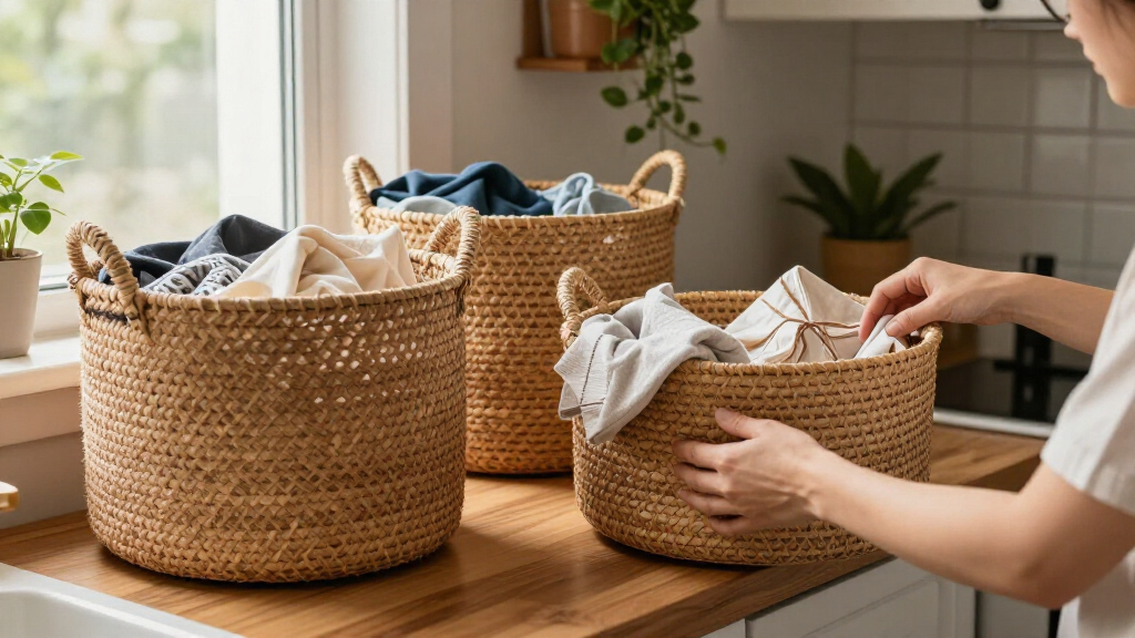woven laundry basket set large