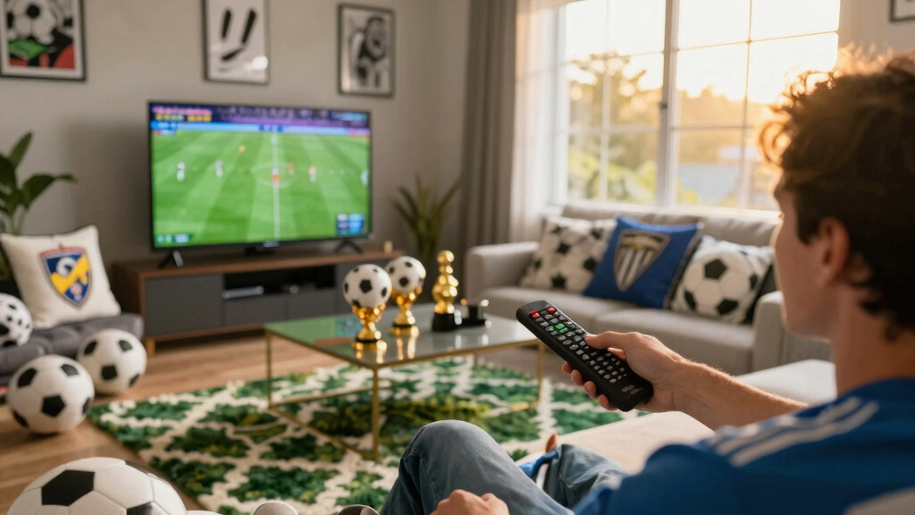 soccer-themed living room decor