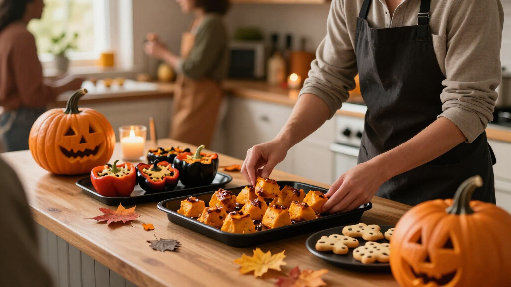 Halloween party food serving trays
