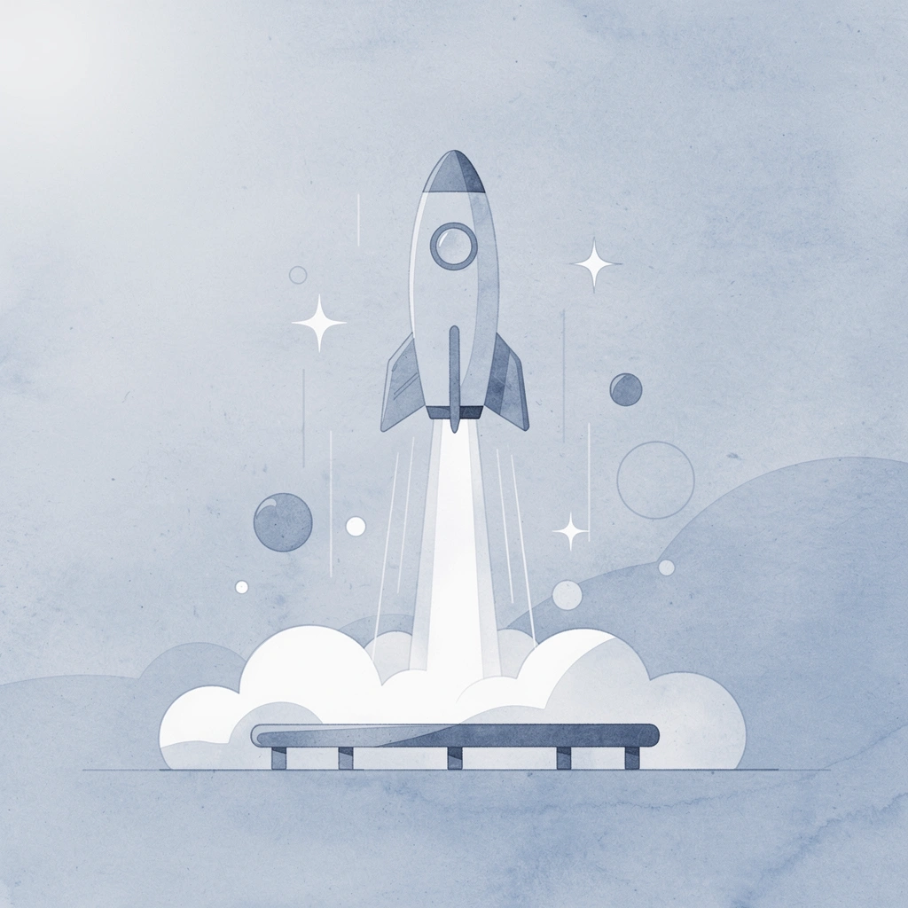 Scene illustration of an object launching upward, representing RevPAR growth in hospitality