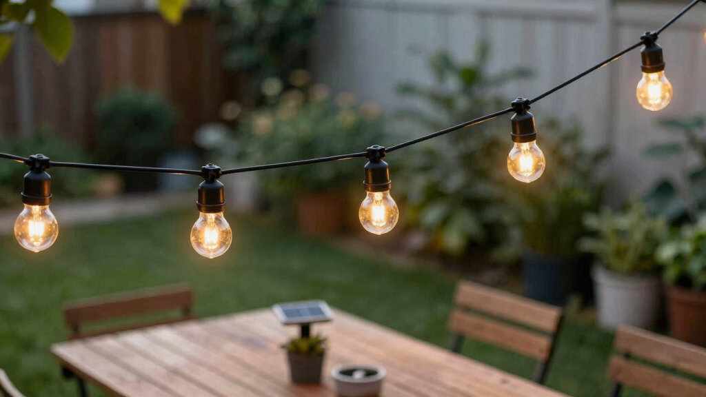 solar-powered outdoor string lights