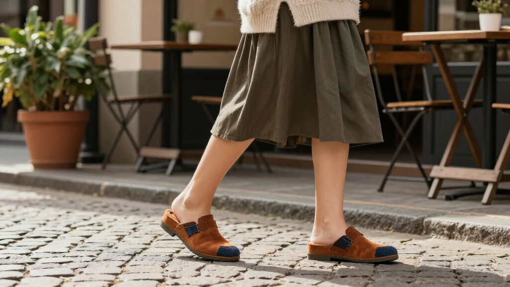 best patchwork suede clogs
