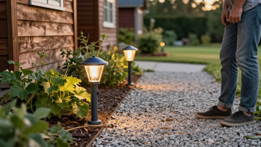 solar pathway lights farmhouse