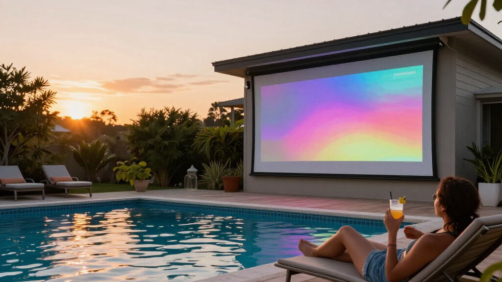 outdoor projector screens for pool parties
