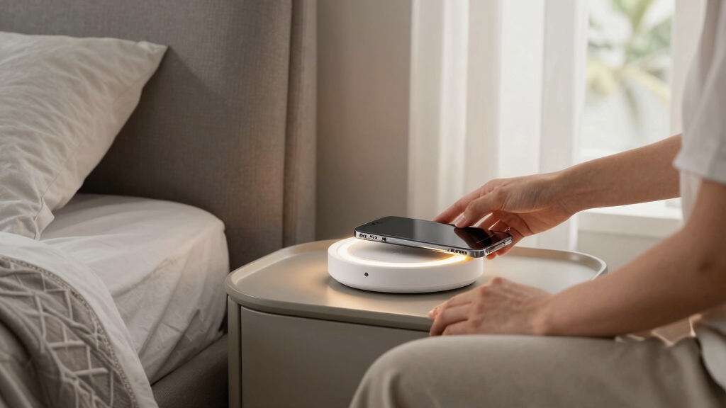 bedside lamp with wireless charging