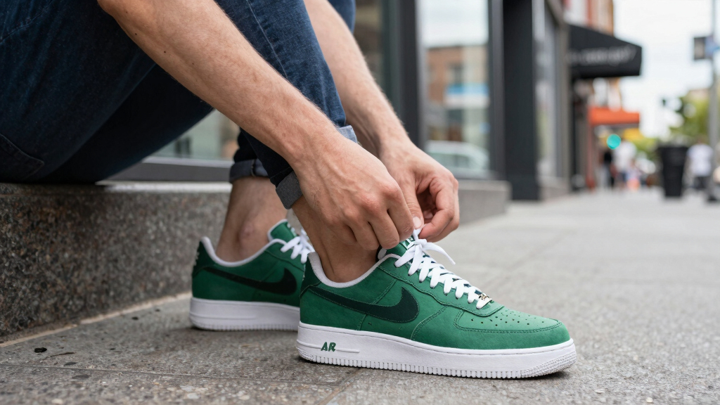 best green Nike Air Force 1 sneakers