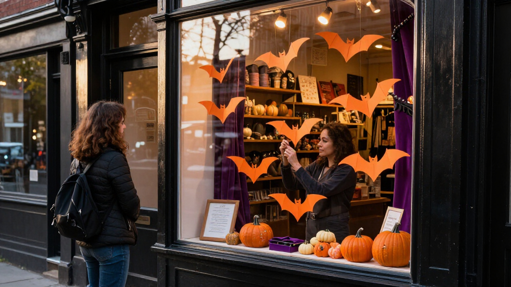Halloween retail window decorations