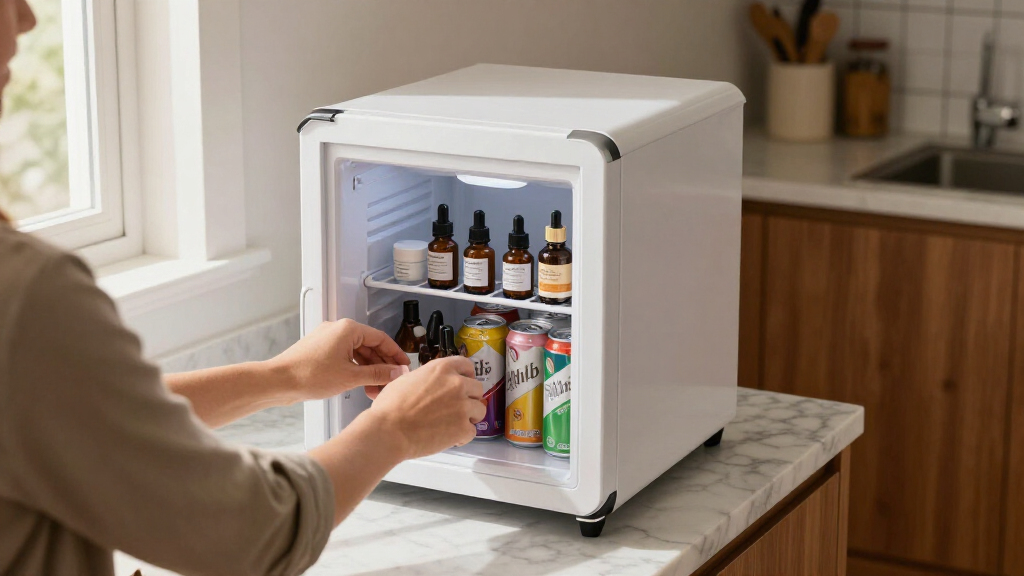 mini fridge for skincare and drinks