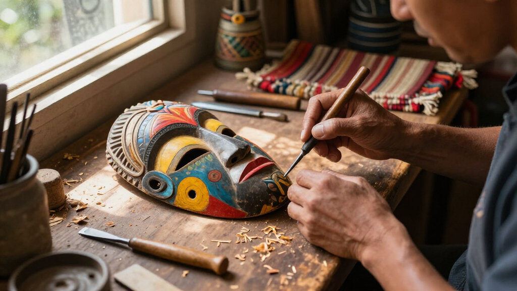 hand carved cultural masks