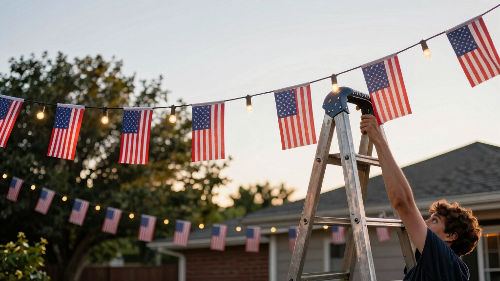 patriotic outdoor string lights
