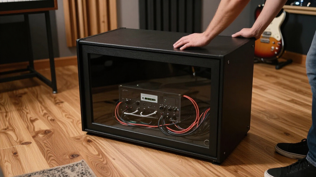 best vented AV cabinet with glass doors