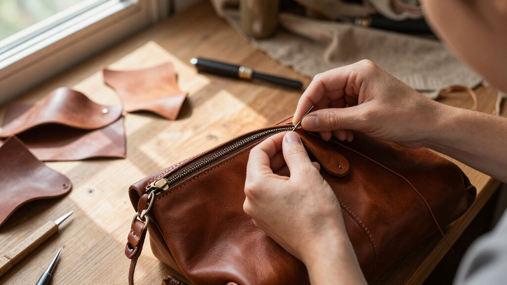 full grain leather bucket bags with zipper top