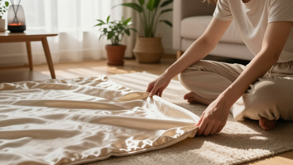 yilong low pile silk rug
