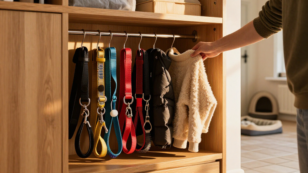 modular closet organizer for pet gear and coats