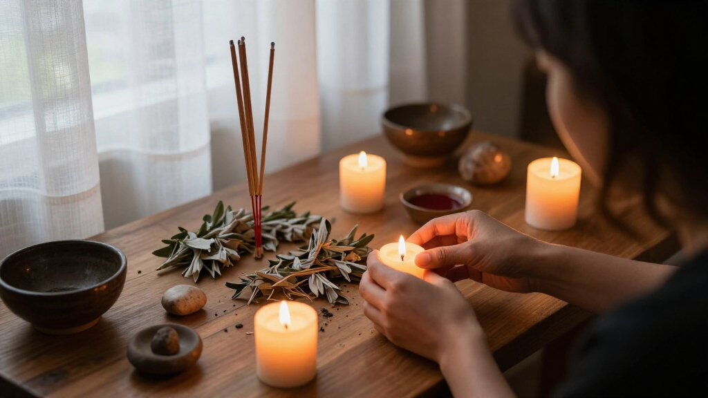 spiritual candles and incense