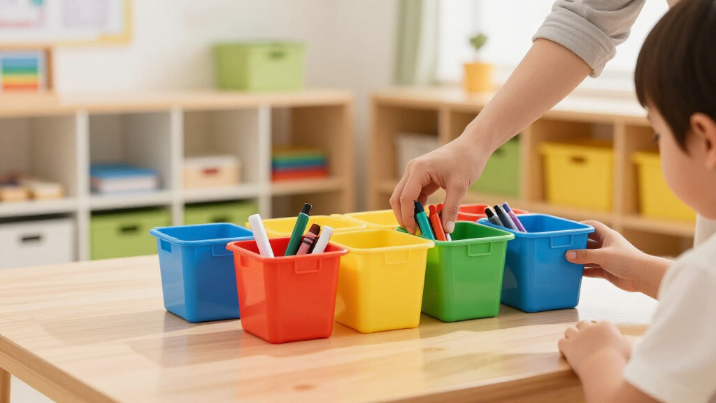 school supplies storage bins