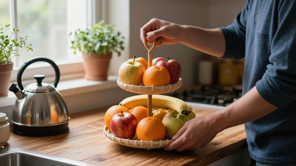 tiered fruit basket with handle