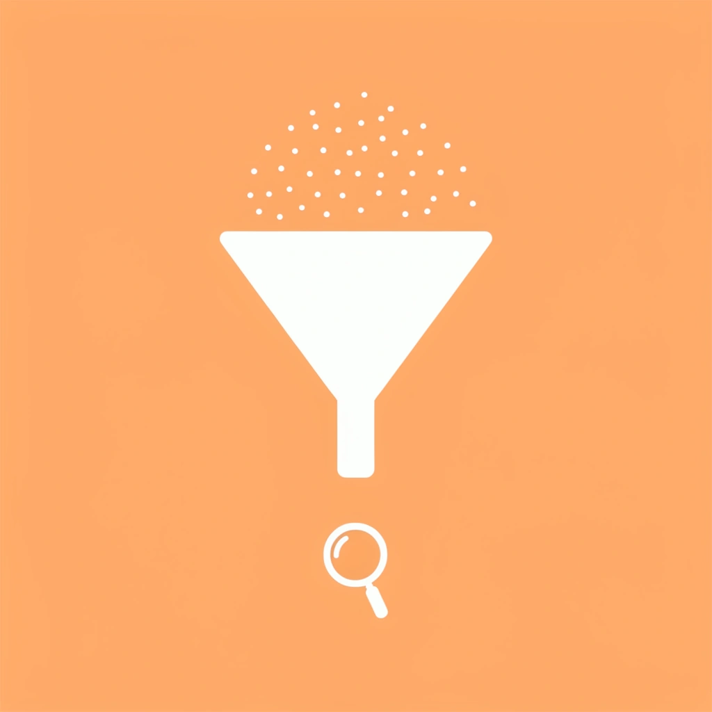 Funnel diagram showing everyday problems, existing tools, and smaller groups filtering down to app ideas