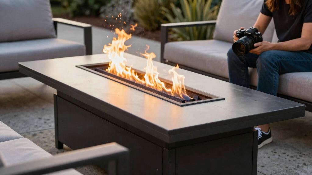 best linear fire tables for modern patios