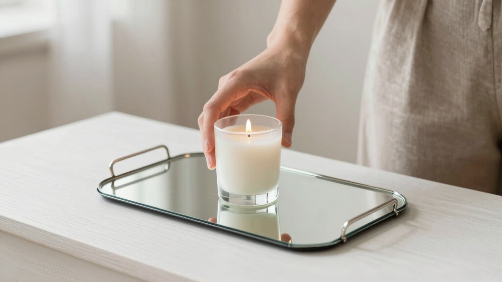 mirrored tray for candle display