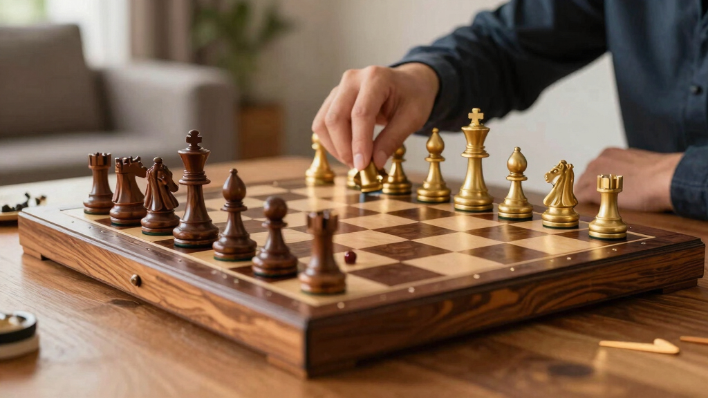 luxury chess set wood metal