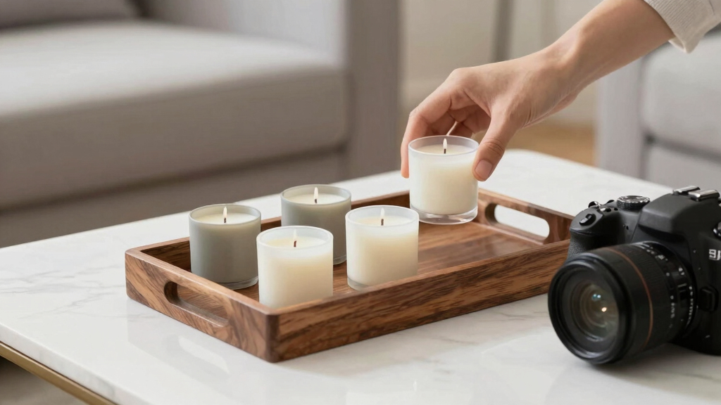 wood decorative tray for candles