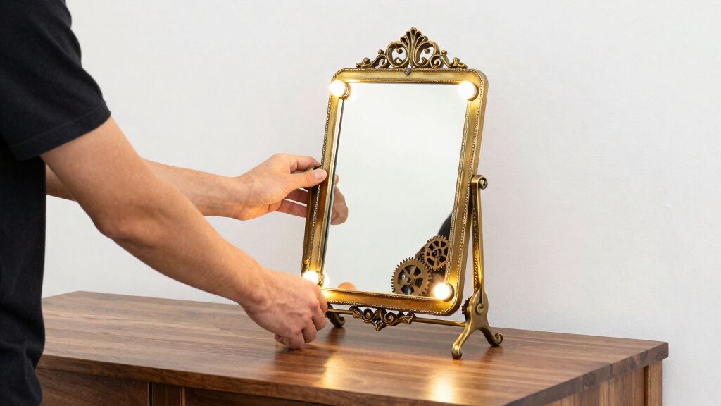 steampunk mirror with lights