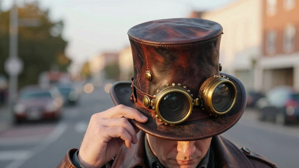 steampunk top hat leather