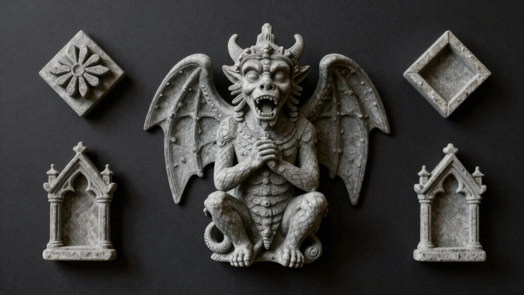 gargoyle statue set for gothic gardens