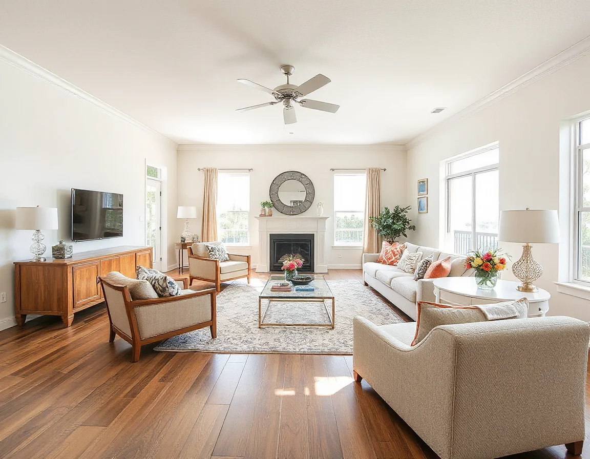 Bright staged interior in Melbourne Florida