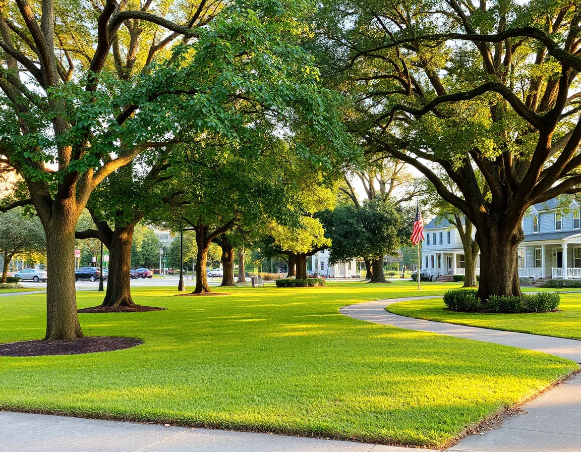 Green space and walking path in Darien