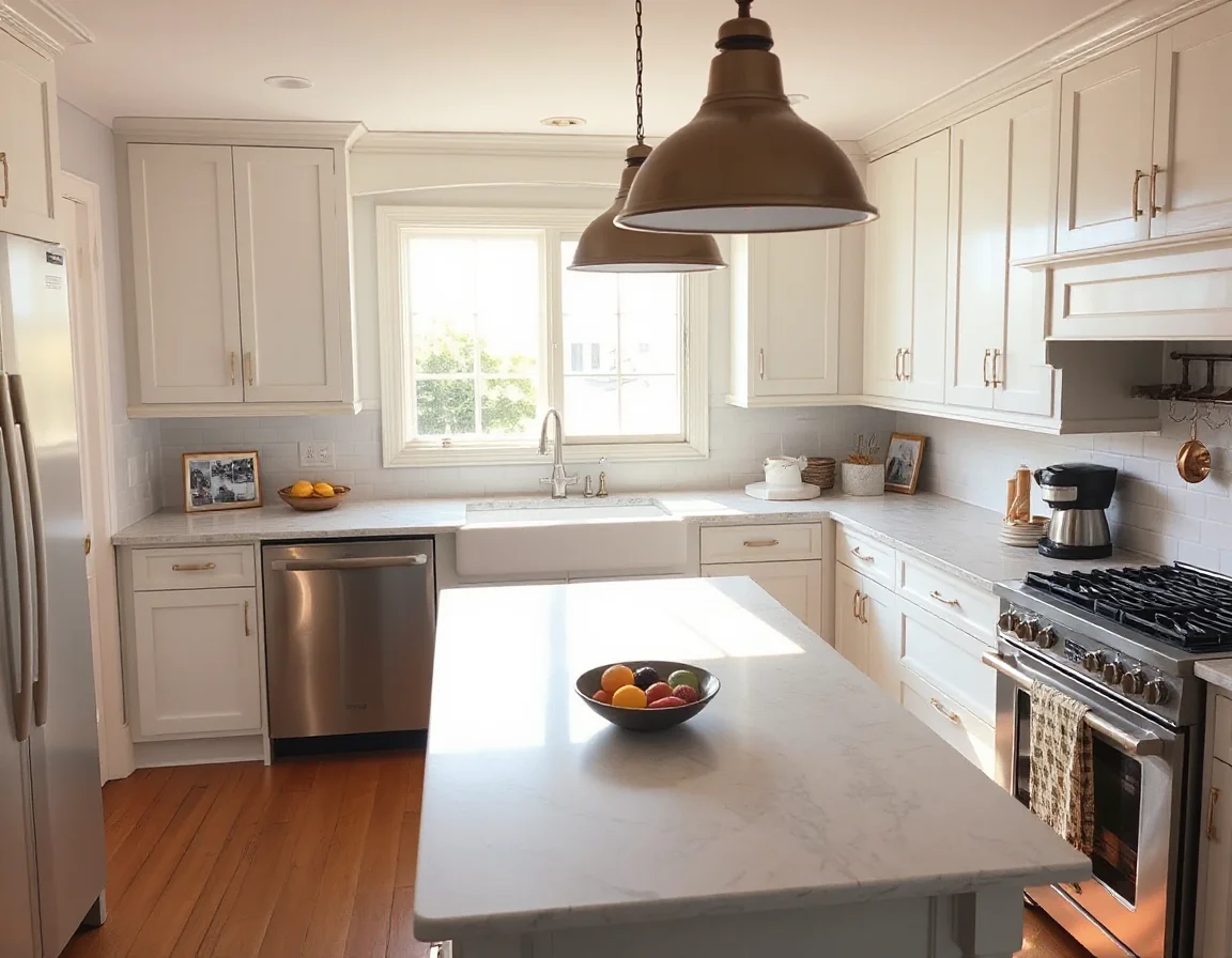Bright staged kitchen in a Rhode Island home