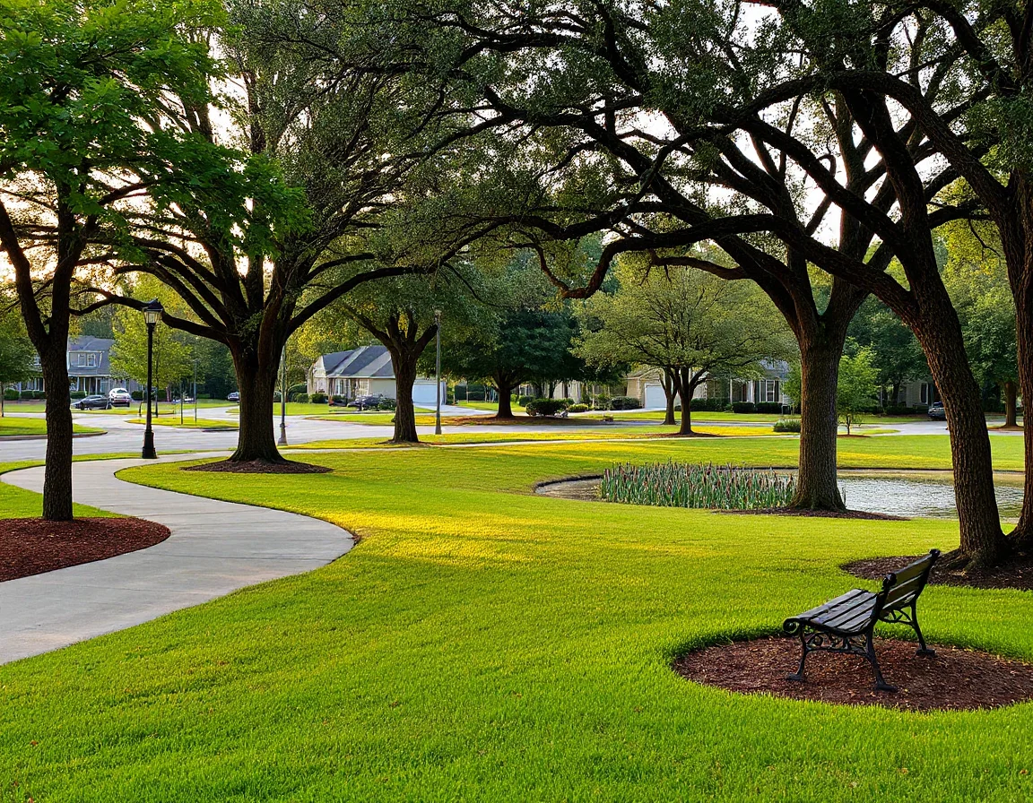 Walking trail and green space near Daniel Island Park