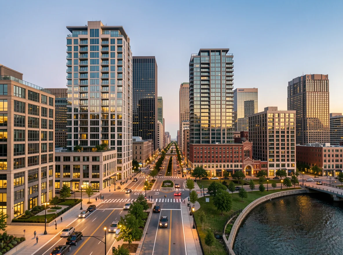 Chicago skyline and residential towers
