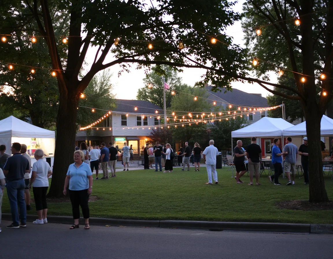 Community event on a town green in Davidson