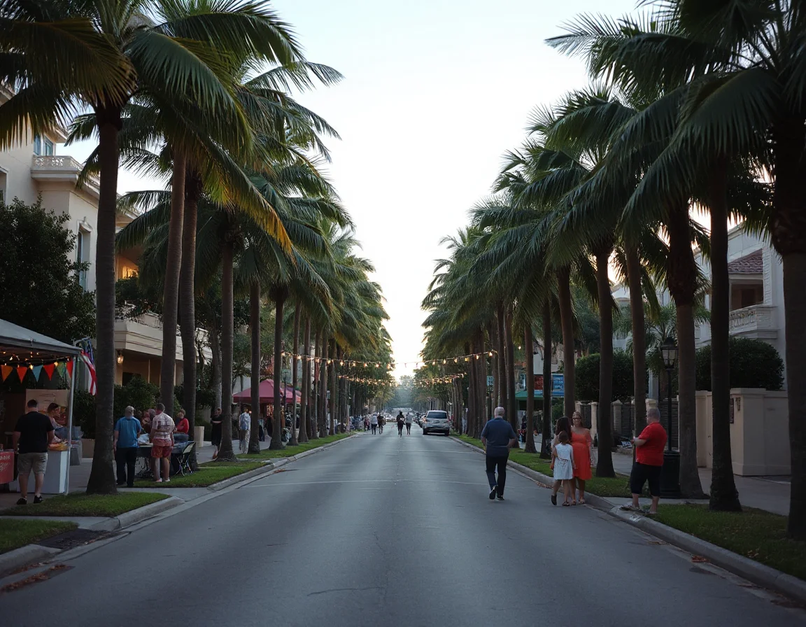 Palm-lined South Florida residential street