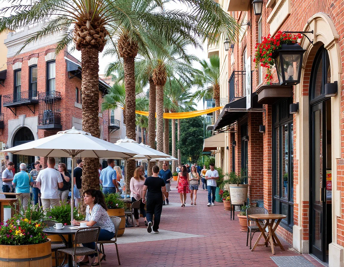 Outdoor gathering area near dining destinations in Naples