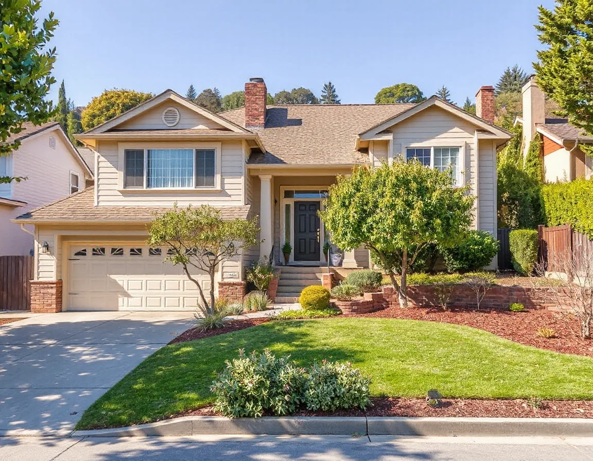 Millbrae home exterior with landscaped yard