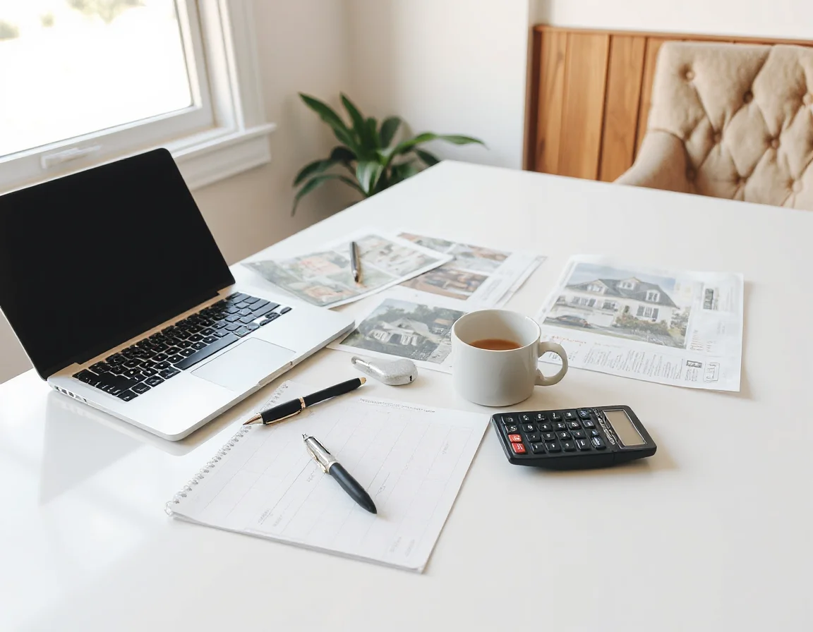 Desk setup for analyzing investment property opportunities