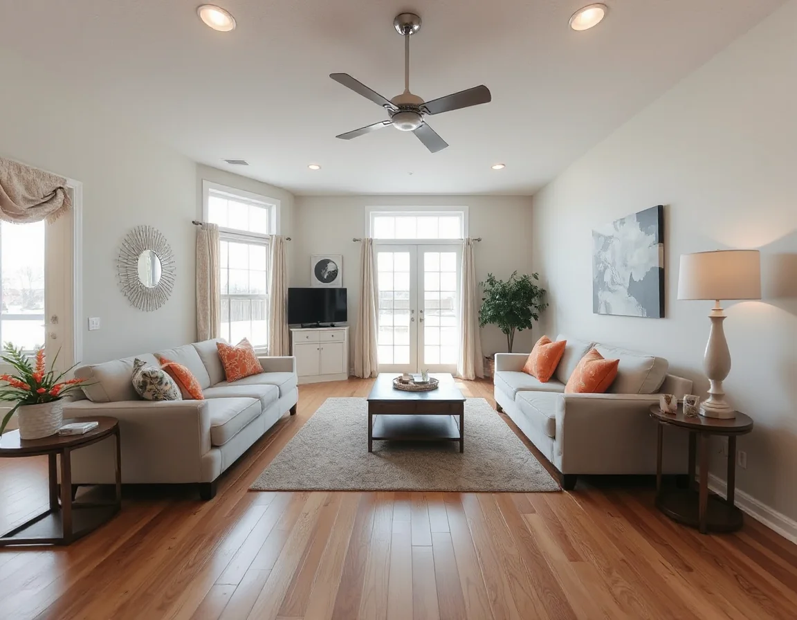 Bright interior with clean finishes and updated lighting