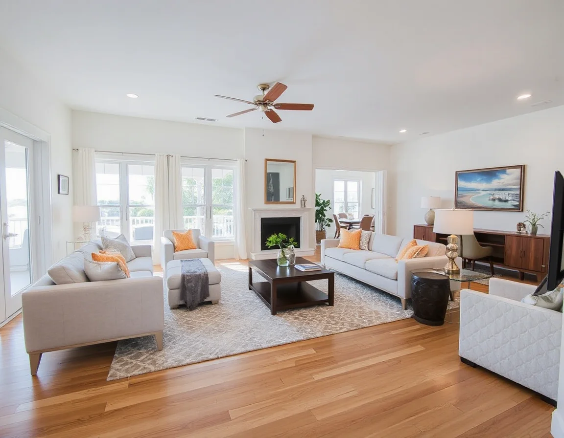 Staged coastal-style living room in Fort Lauderdale