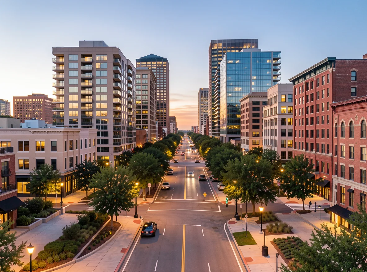 Atlanta skyline and residential areas