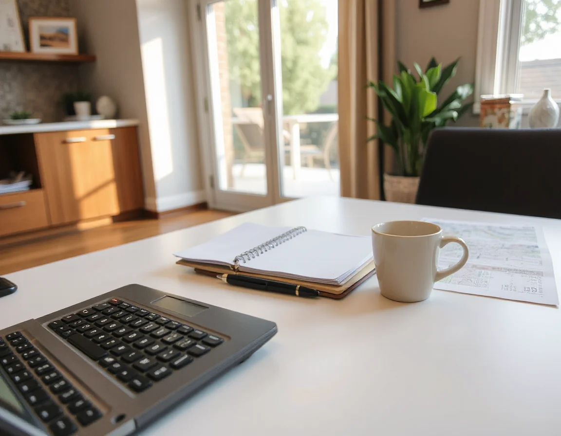 Home buying budget and loan preparation materials on a desk