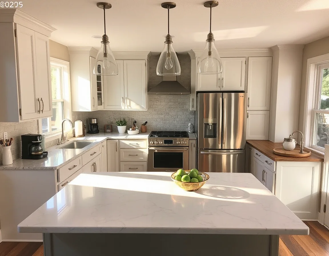 Updated kitchen with modern finishes and natural light
