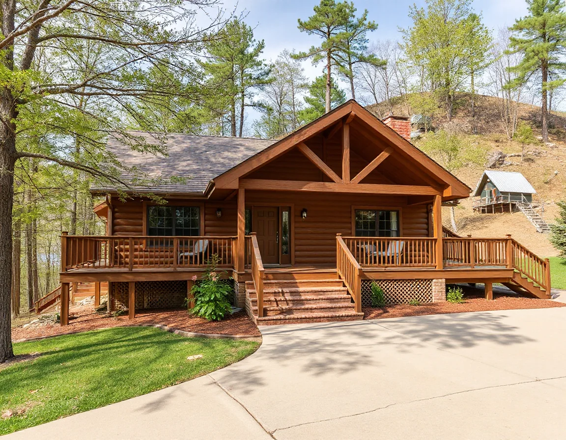 Cabin-style rental property exterior in Fairfield Bay, Arkansas